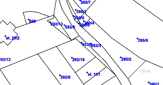 Parcela st. 553/6 v KÚ Drnholec nad Lubinou, Katastrální mapa