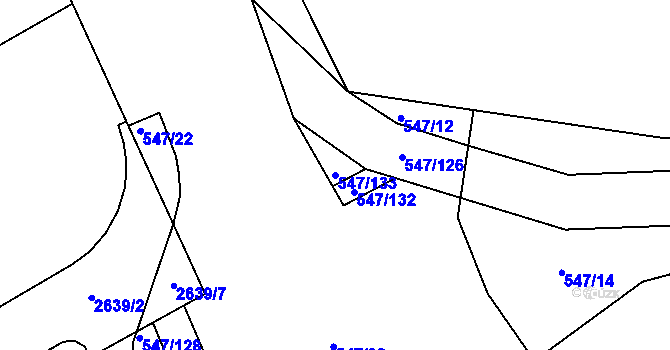 Parcela st. 547/133 v KÚ Drnholec nad Lubinou, Katastrální mapa