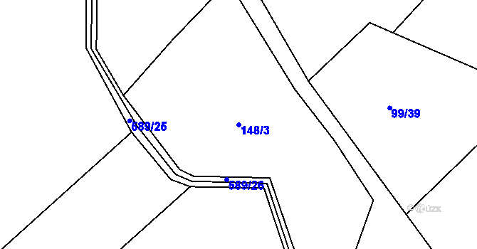 Parcela st. 148/3 v KÚ Drnholec nad Lubinou, Katastrální mapa