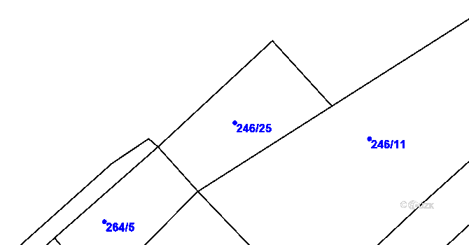 Parcela st. 246/25 v KÚ Drnholec nad Lubinou, Katastrální mapa