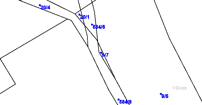 Parcela st. 9/7 v KÚ Drnholec nad Lubinou, Katastrální mapa