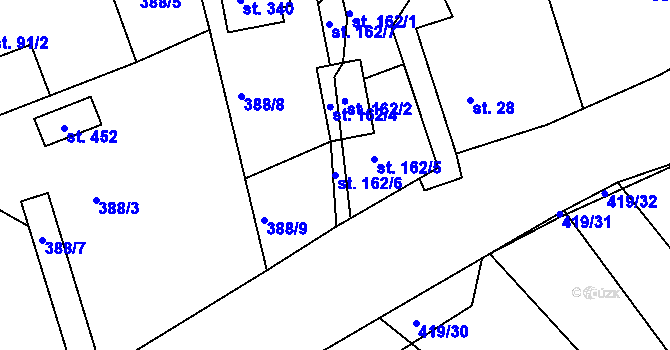 Parcela st. 162/6 v KÚ Drnholec nad Lubinou, Katastrální mapa