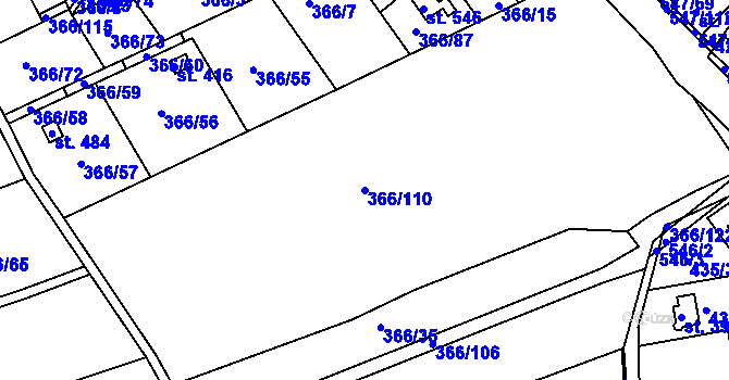 Parcela st. 366/110 v KÚ Drnholec nad Lubinou, Katastrální mapa