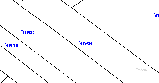 Parcela st. 419/34 v KÚ Drnholec nad Lubinou, Katastrální mapa
