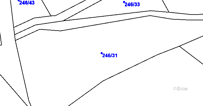 Parcela st. 246/31 v KÚ Drnholec nad Lubinou, Katastrální mapa