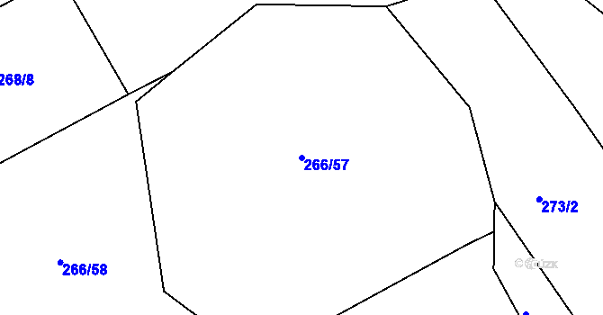 Parcela st. 266/57 v KÚ Drnholec nad Lubinou, Katastrální mapa