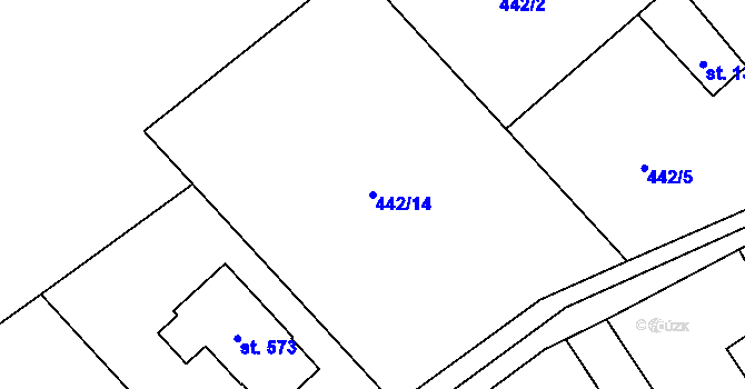 Parcela st. 442/14 v KÚ Drnholec nad Lubinou, Katastrální mapa