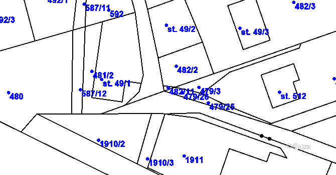 Parcela st. 482/11 v KÚ Drnholec nad Lubinou, Katastrální mapa