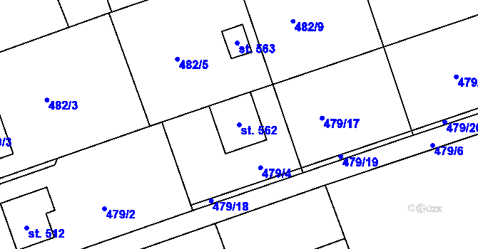 Parcela st. 562 v KÚ Drnholec nad Lubinou, Katastrální mapa