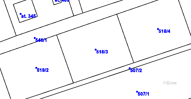 Parcela st. 518/3 v KÚ Drnholec nad Lubinou, Katastrální mapa