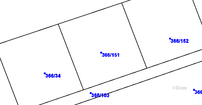 Parcela st. 366/151 v KÚ Drnholec nad Lubinou, Katastrální mapa