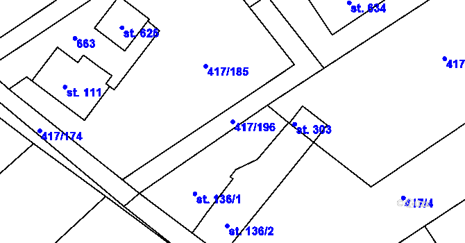 Parcela st. 417/196 v KÚ Drnholec nad Lubinou, Katastrální mapa