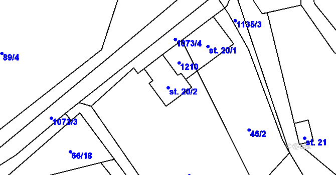 Parcela st. 20/2 v KÚ Větřkovice u Lubiny, Katastrální mapa