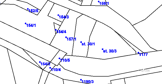 Parcela st. 30/1 v KÚ Větřkovice u Lubiny, Katastrální mapa