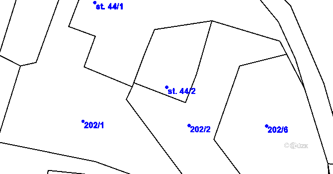 Parcela st. 44/2 v KÚ Větřkovice u Lubiny, Katastrální mapa