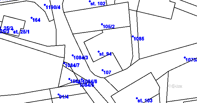 Parcela st. 94 v KÚ Větřkovice u Lubiny, Katastrální mapa