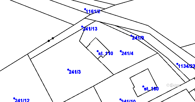 Parcela st. 110 v KÚ Větřkovice u Lubiny, Katastrální mapa