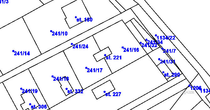 Parcela st. 221 v KÚ Větřkovice u Lubiny, Katastrální mapa