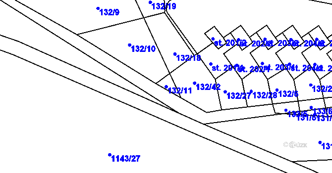 Parcela st. 132/11 v KÚ Větřkovice u Lubiny, Katastrální mapa