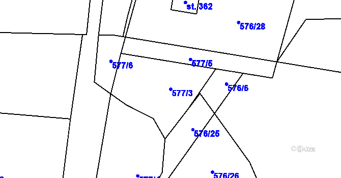 Parcela st. 577/3 v KÚ Větřkovice u Lubiny, Katastrální mapa