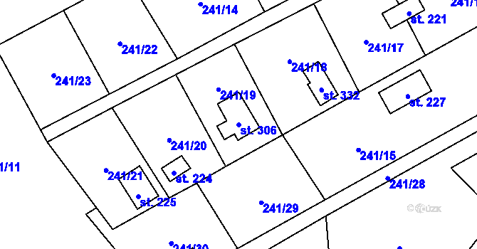 Parcela st. 306 v KÚ Větřkovice u Lubiny, Katastrální mapa