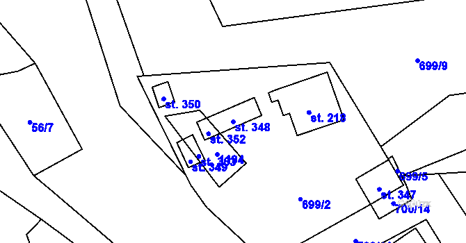 Parcela st. 348 v KÚ Větřkovice u Lubiny, Katastrální mapa