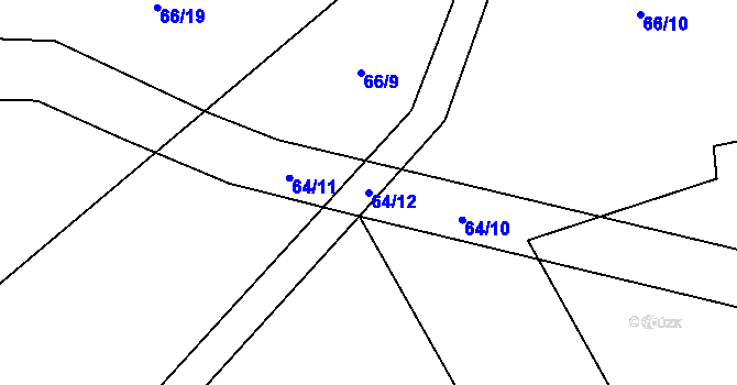 Parcela st. 64/12 v KÚ Větřkovice u Lubiny, Katastrální mapa