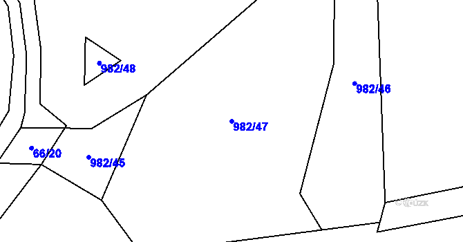 Parcela st. 982/47 v KÚ Větřkovice u Lubiny, Katastrální mapa