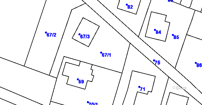 Parcela st. 67/1 v KÚ Lubná u Rakovníka, Katastrální mapa
