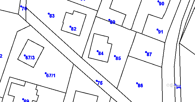 Parcela st. 84 v KÚ Lubná u Rakovníka, Katastrální mapa