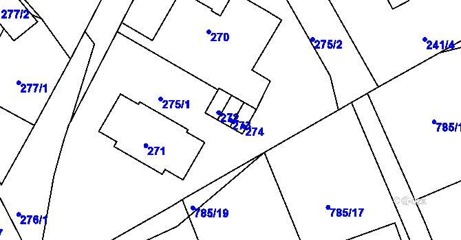 Parcela st. 273 v KÚ Lubná u Rakovníka, Katastrální mapa