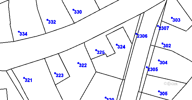 Parcela st. 325 v KÚ Lubná u Rakovníka, Katastrální mapa