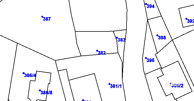 Parcela st. 382 v KÚ Lubná u Rakovníka, Katastrální mapa