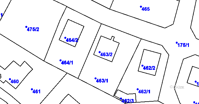 Parcela st. 463/2 v KÚ Lubná u Rakovníka, Katastrální mapa