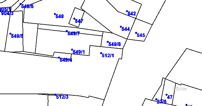Parcela st. 512/1 v KÚ Lubná u Rakovníka, Katastrální mapa
