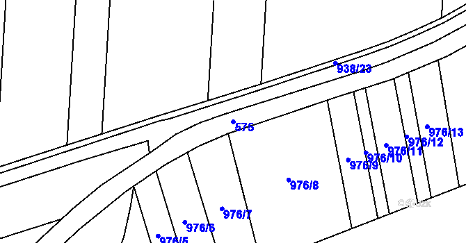 Parcela st. 575 v KÚ Lubná u Rakovníka, Katastrální mapa