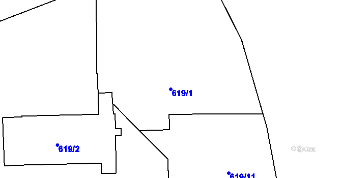 Parcela st. 619/1 v KÚ Lubná u Rakovníka, Katastrální mapa