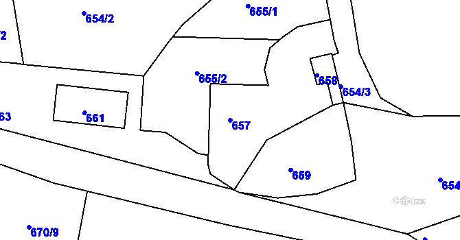 Parcela st. 657 v KÚ Lubná u Rakovníka, Katastrální mapa