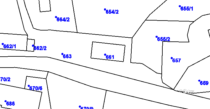 Parcela st. 661 v KÚ Lubná u Rakovníka, Katastrální mapa