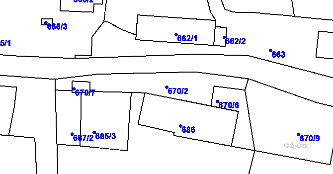 Parcela st. 670/2 v KÚ Lubná u Rakovníka, Katastrální mapa