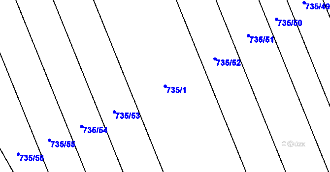 Parcela st. 735/1 v KÚ Lubná u Rakovníka, Katastrální mapa