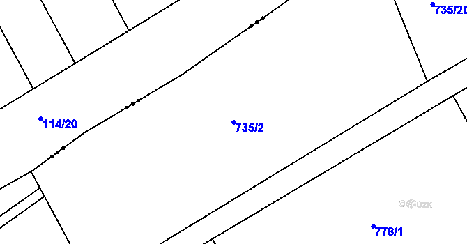 Parcela st. 735/2 v KÚ Lubná u Rakovníka, Katastrální mapa