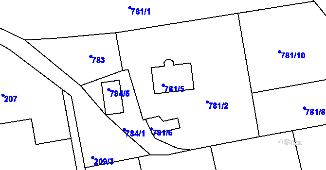 Parcela st. 781/5 v KÚ Lubná u Rakovníka, Katastrální mapa