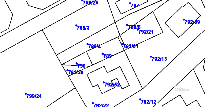 Parcela st. 789 v KÚ Lubná u Rakovníka, Katastrální mapa