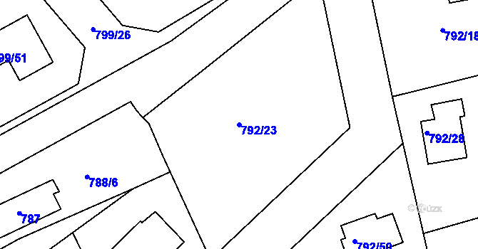 Parcela st. 792/23 v KÚ Lubná u Rakovníka, Katastrální mapa