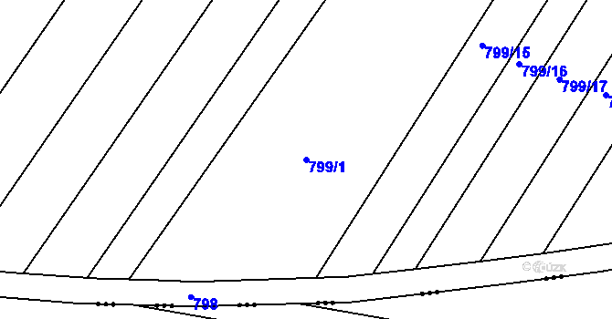 Parcela st. 799/1 v KÚ Lubná u Rakovníka, Katastrální mapa