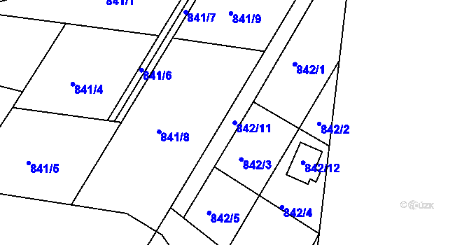 Parcela st. 842/11 v KÚ Lubná u Rakovníka, Katastrální mapa