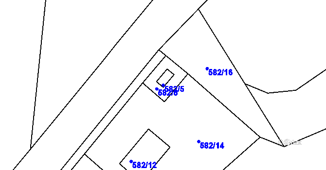 Parcela st. 582/5 v KÚ Lubná u Rakovníka, Katastrální mapa