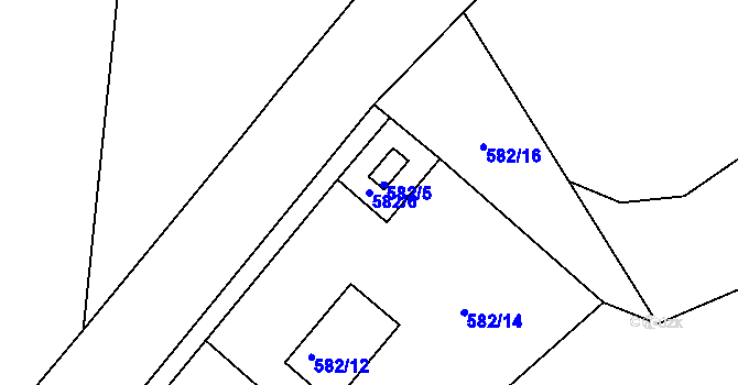 Parcela st. 582/6 v KÚ Lubná u Rakovníka, Katastrální mapa