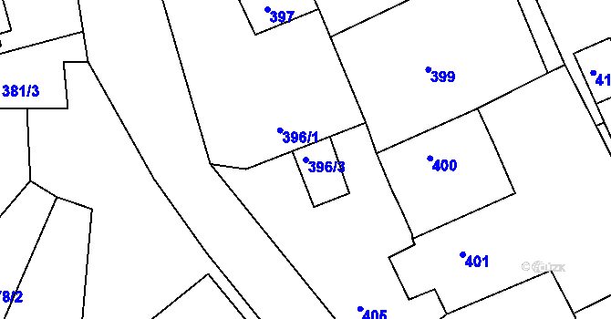 Parcela st. 396/3 v KÚ Lubná u Rakovníka, Katastrální mapa